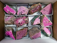 Natural Salrose Cobaltion Dolomite with Malachite Specimens x 12 From Kakanda, Congo