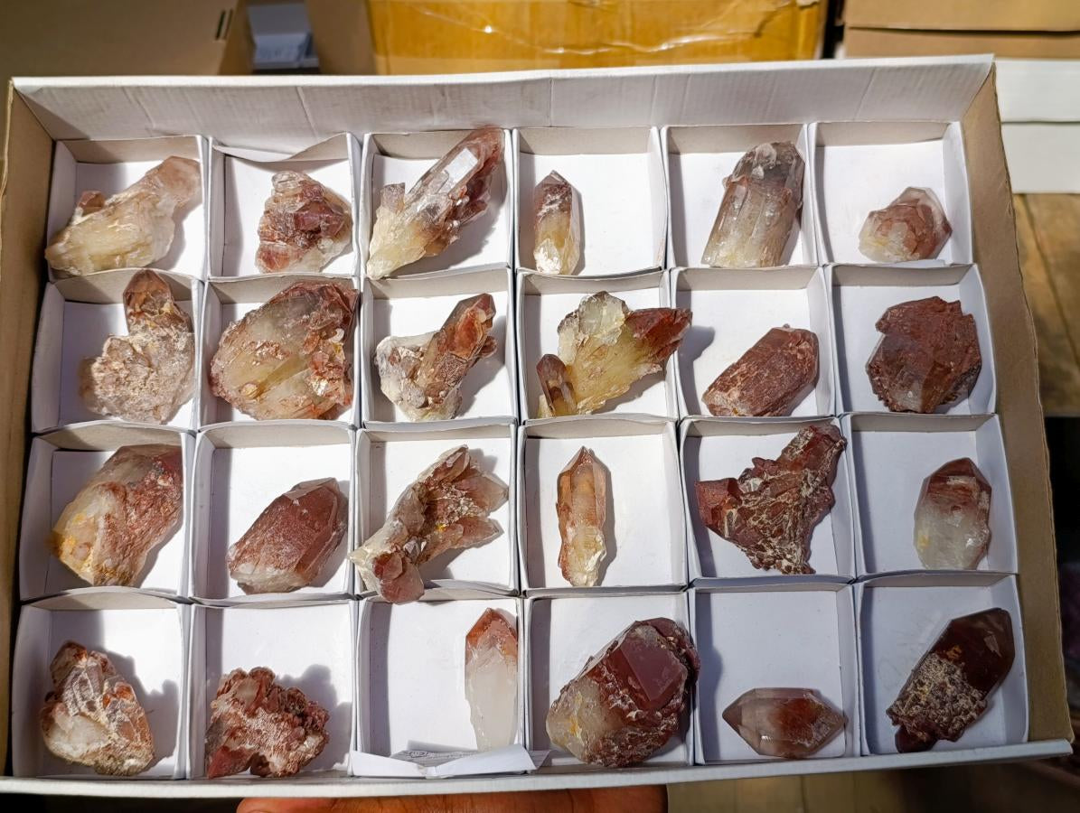 Natural Red Hematoid Quartz Clusters And Crystals x 24 From Karoi, Zimbabwe