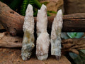 Natural Drusy Quartz Coated Spearhead Calcite Specimens x 12 From Albert's Mountain, Lesotho