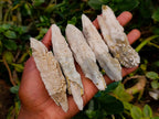 Natural Drusy Quartz Coated Spearhead Calcite Specimens x 12 From Albert's Mountain, Lesotho