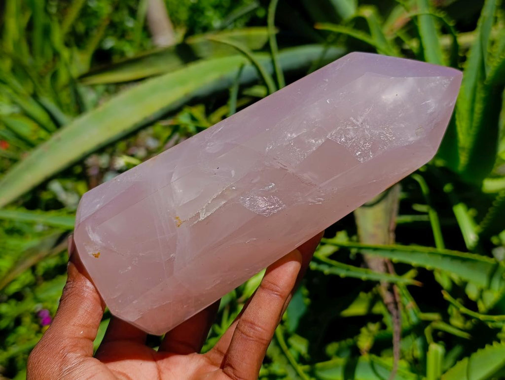 Polished Rose Quartz Crystals x 2 From Madagascar
