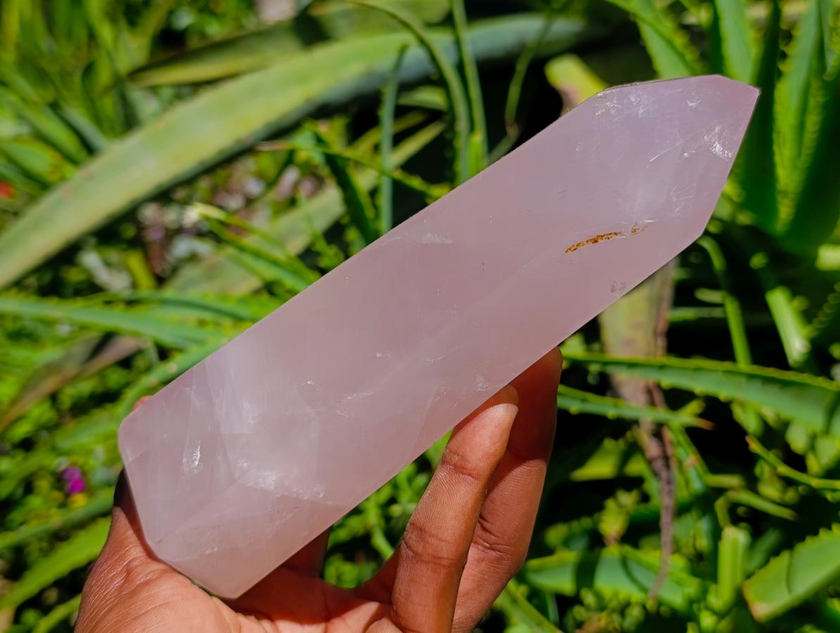 Polished Rose Quartz Crystals x 2 From Madagascar