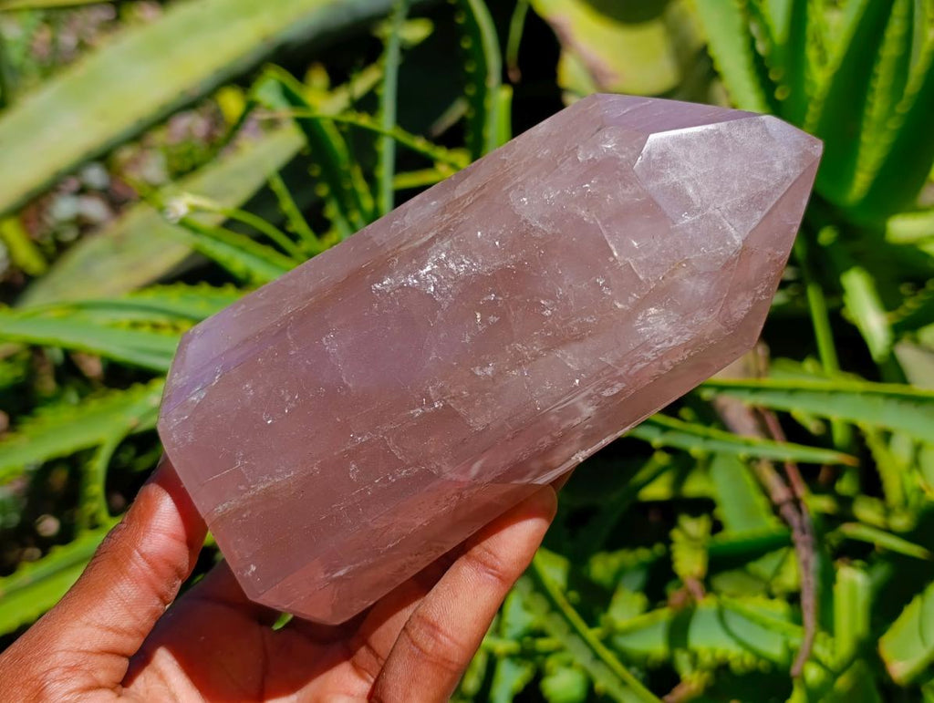 Polished Rose Quartz Crystals x 2 From Madagascar