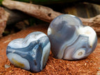 Polished Banded Agate Hearts x 6 From Madagascar