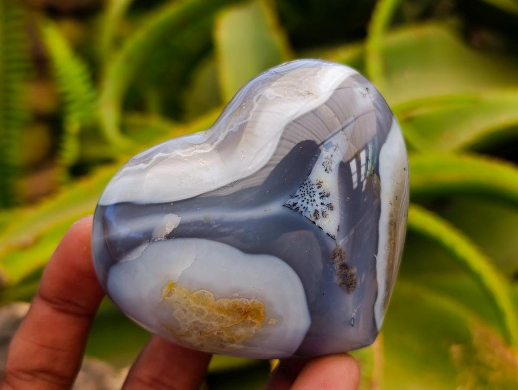 Polished Banded Agate Hearts x 6 From Madagascar