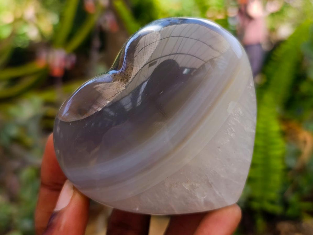 Polished Banded Agate Hearts x 6 From Madagascar