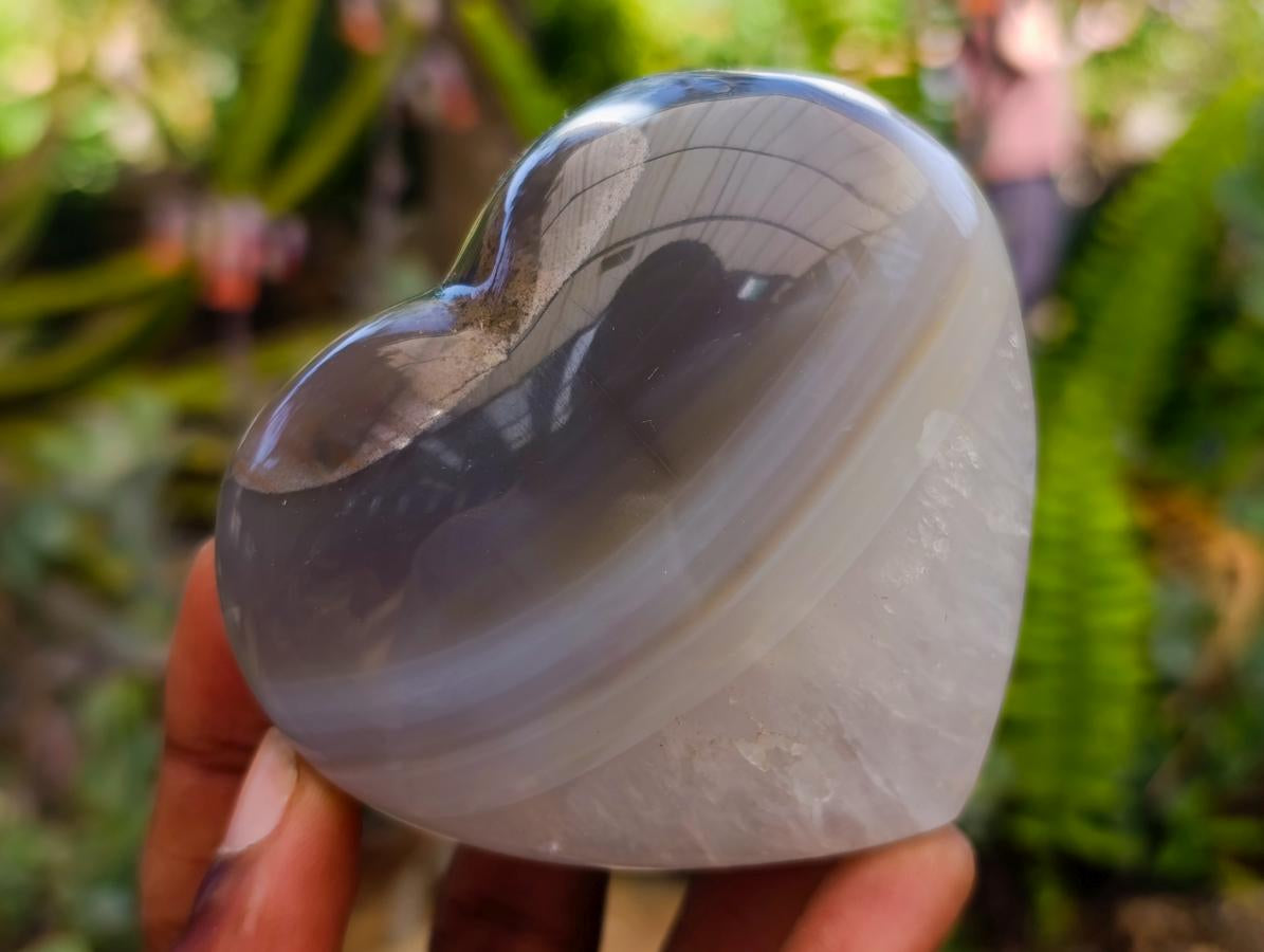 Polished Banded Agate Hearts x 6 From Madagascar
