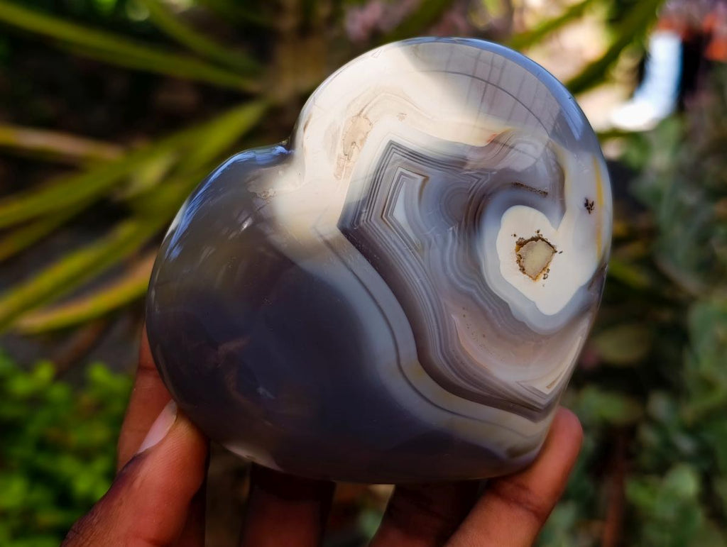 Polished Banded Agate Hearts x 6 From Madagascar