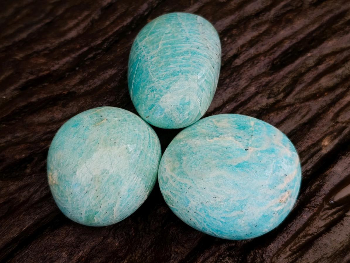Polished Amazonite Galets x 13 From Madagascar