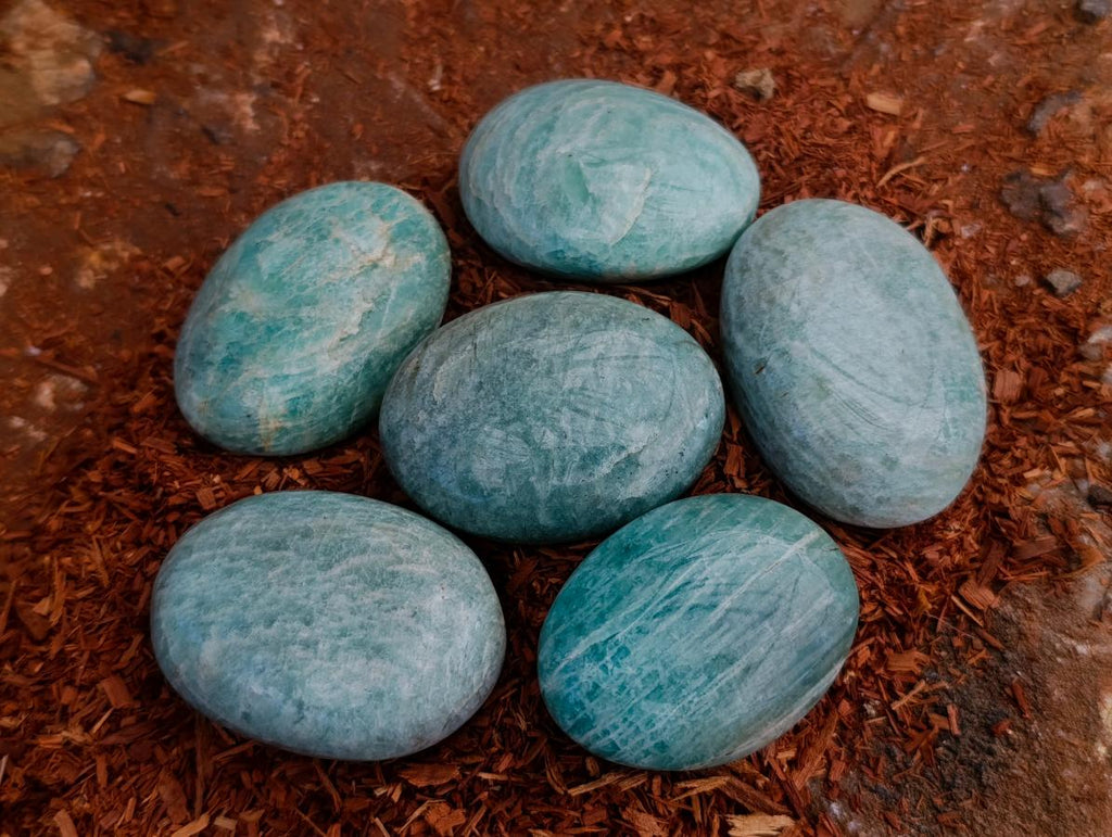 Polished Amazonite Galets x 13 From Madagascar