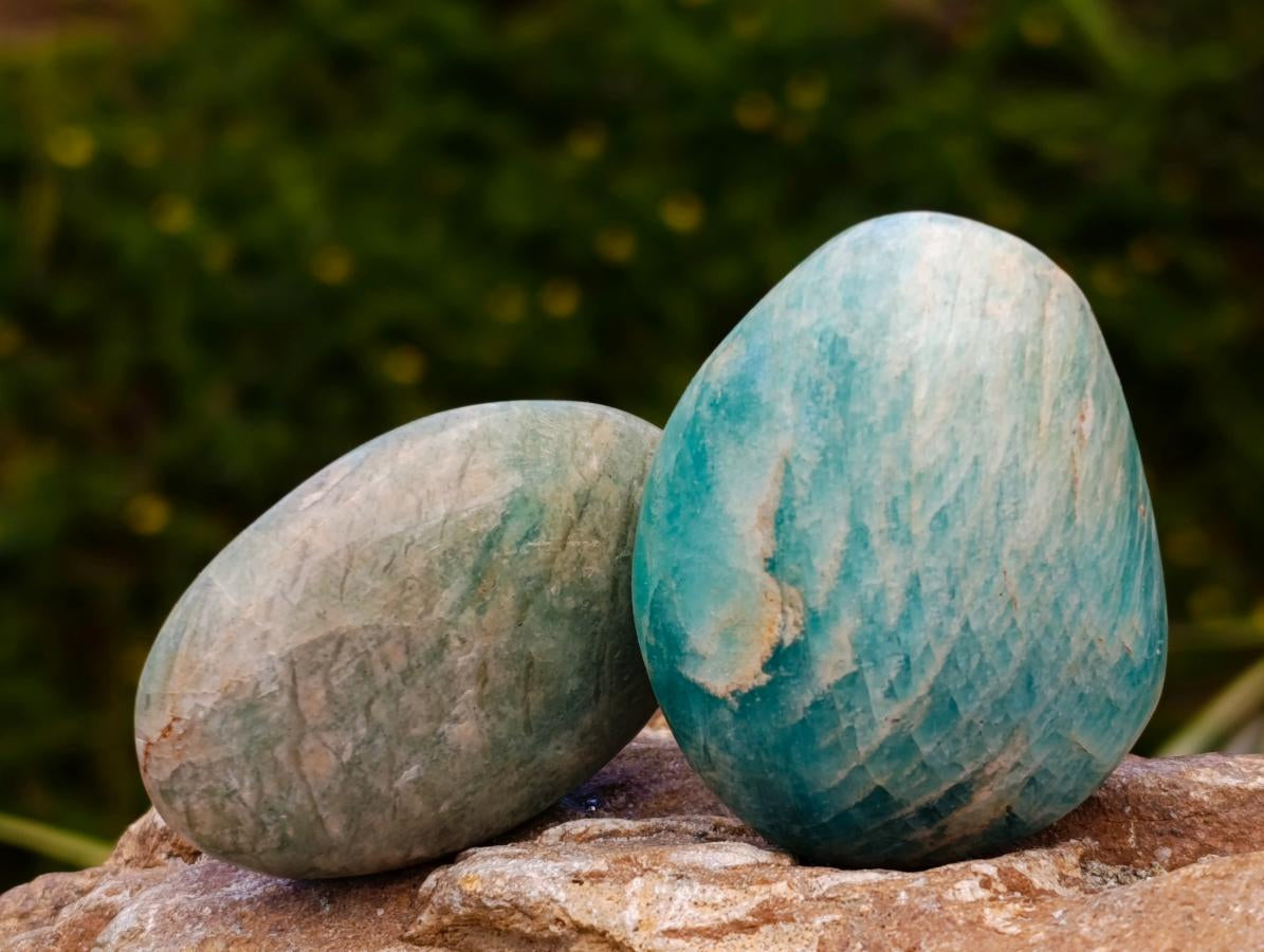 Polished Amazonite Galets x 13 From Madagascar