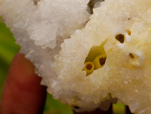 Natural Mountain Snow Quartz Coated Calcite Pseudomorph Cluster Specimens x 6 From Albert's Mountain, Lesotho