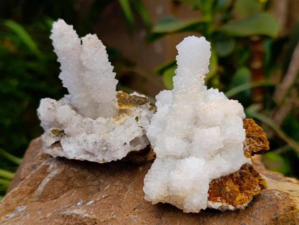 Natural Mountain Snow Quartz Coated Calcite Pseudomorph Cluster Specimens x 6 From Albert's Mountain, Lesotho
