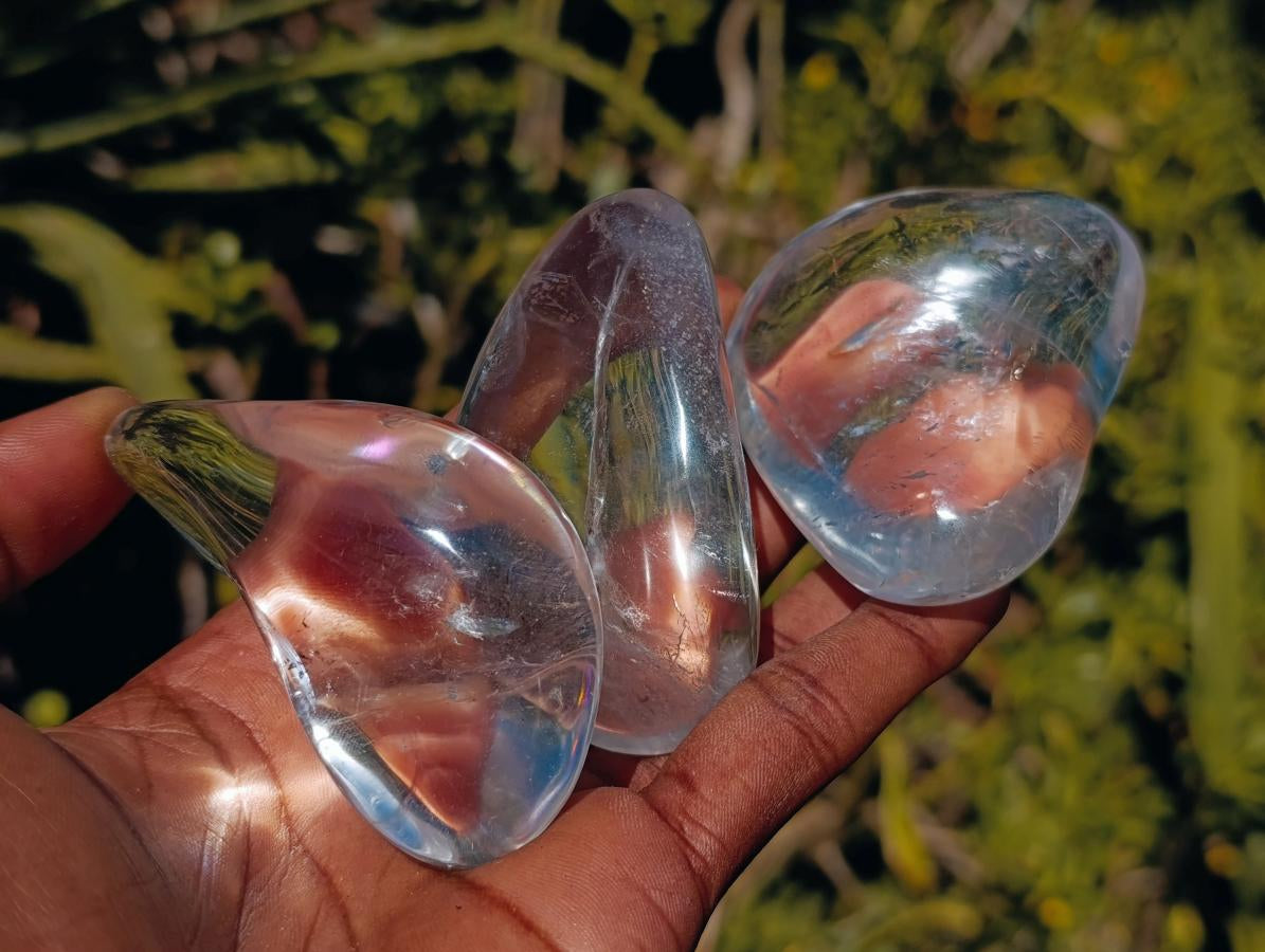 Polished Clear Quartz Galets x 12 From Madagascar