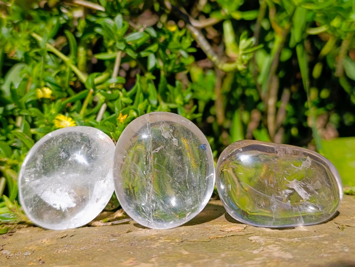 Polished Clear Quartz Galets x 12 From Madagascar