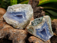 Natural Blue Lace Agate Geode Specimens x 24 From Nsanje, Malawi