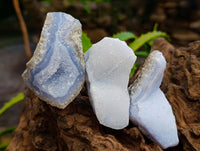Natural Blue Lace Agate Geode Specimens x 24 From Nsanje, Malawi