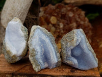 Natural Blue Lace Agate Geode Specimens x 24 From Nsanje, Malawi