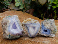 Natural Blue Lace Agate Geode Specimens x 24 From Nsanje, Malawi