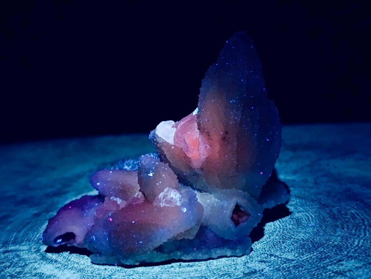 Natural Drusy Snow Quartz Clusters With Calcite Pseudomorph x 8 From Albert's Mountain , Lesotho