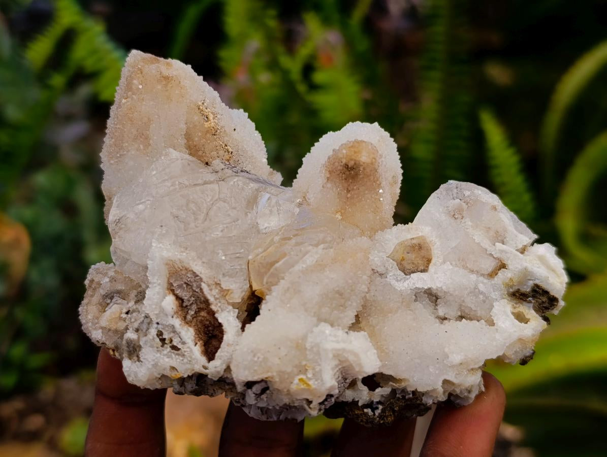 Natural Drusy Snow Quartz Clusters With Calcite Pseudomorph x 8 From Albert's Mountain , Lesotho