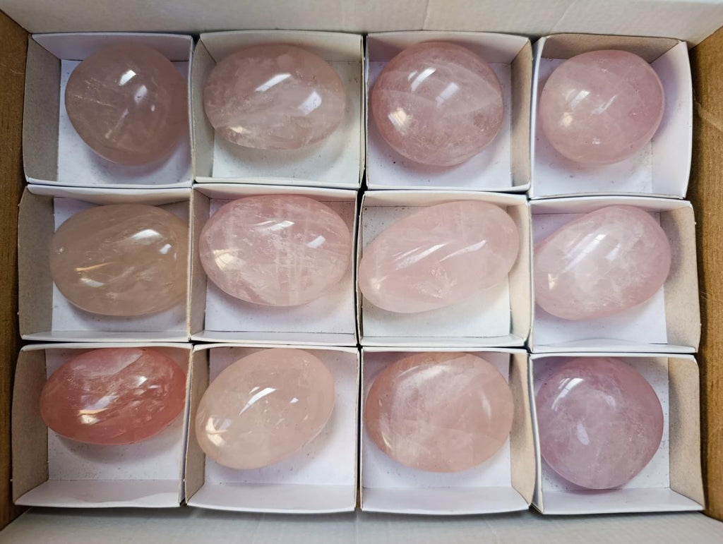 Polished Rose Quartz Palm Stones x 12 From Madagascar