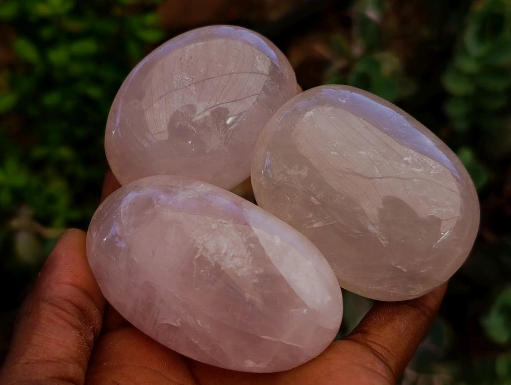 Polished Rose Quartz Palm Stones x 12 From Madagascar