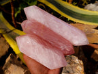 Polished Double Terminated Rose Quartz Crystals x 4 From Madagascar - Toprock Gemstones and Minerals 