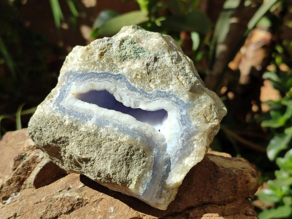 Natural Blue Lace Agate Geode Specimens x 4 From Nsanje, Malawi