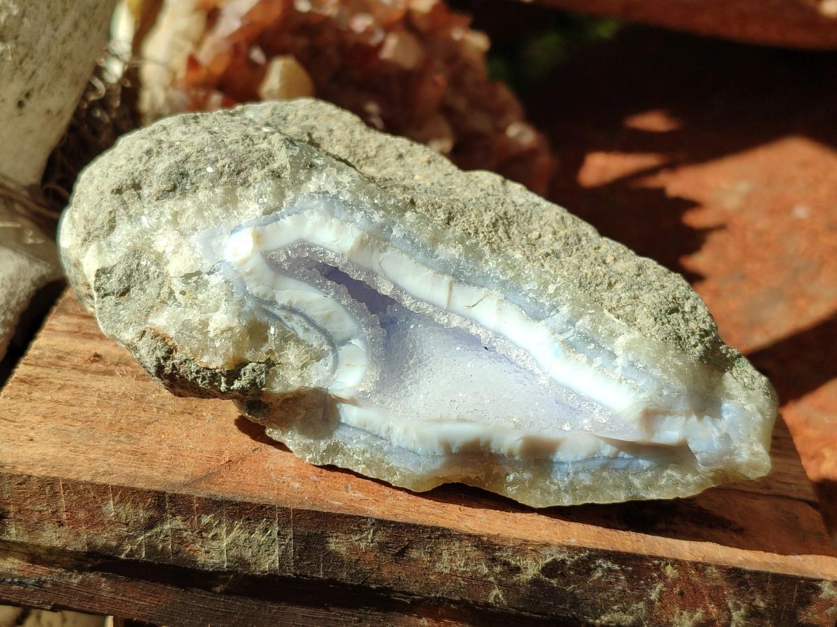 Natural Blue Lace Agate Geode Specimens x 4 From Nsanje, Malawi