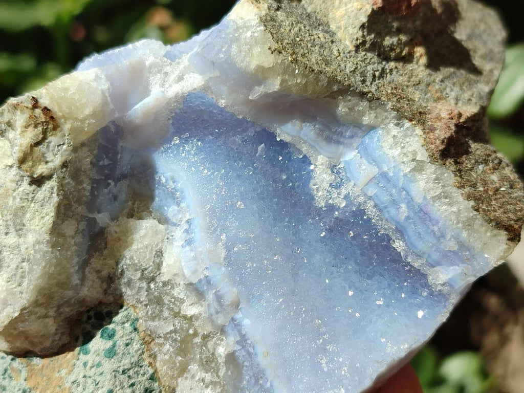 Natural Blue Lace Agate Geode Specimens x 4 From Nsanje, Malawi