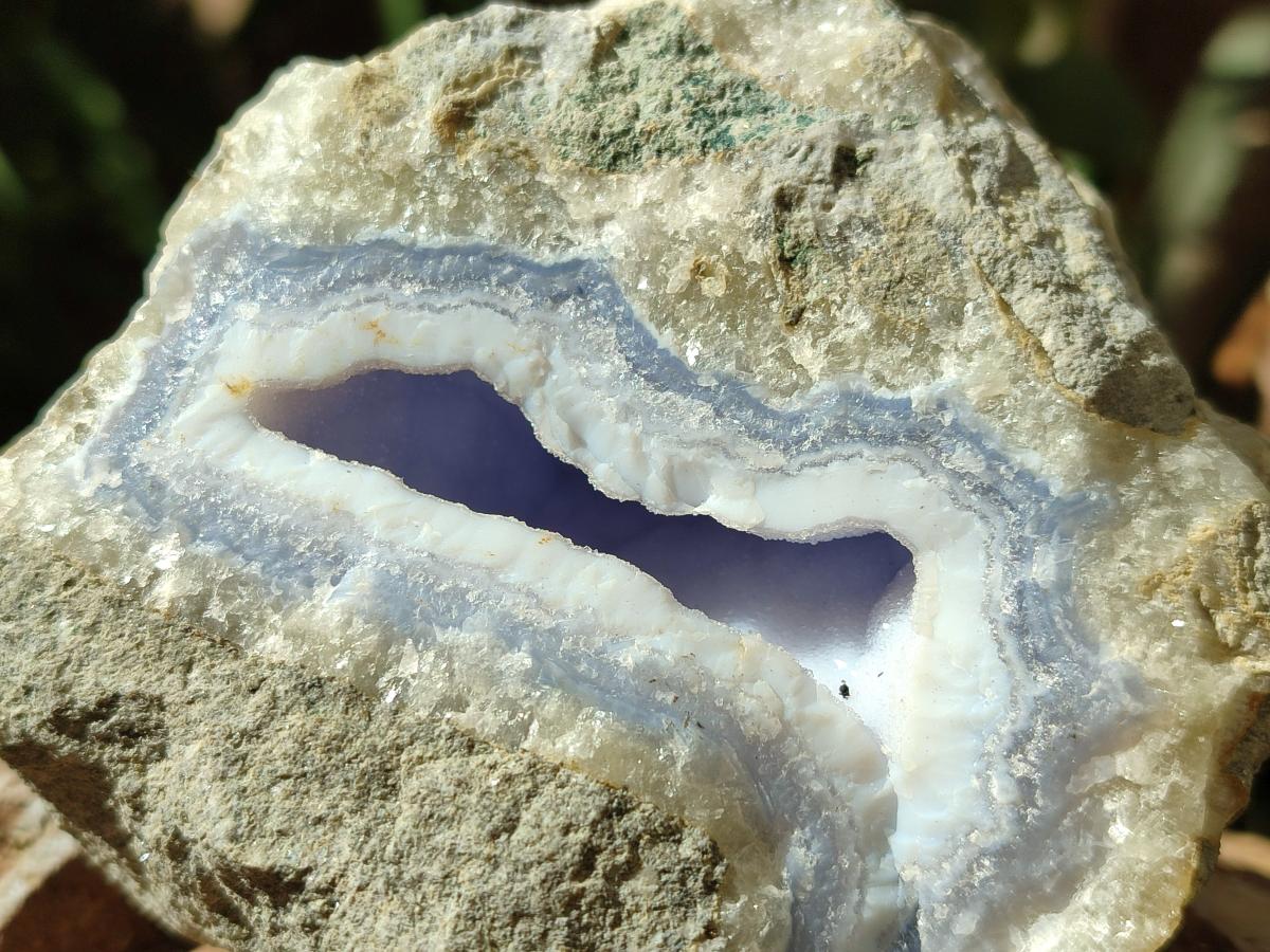 Natural Blue Lace Agate Geode Specimens x 4 From Nsanje, Malawi