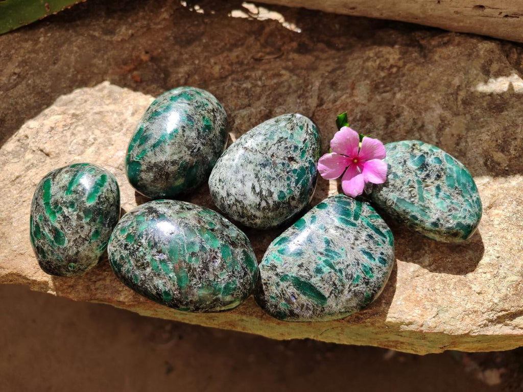 Polished Emerald Mica 'Mutokolite' Free Forms x 6 From Mutoko, Zimbabwe