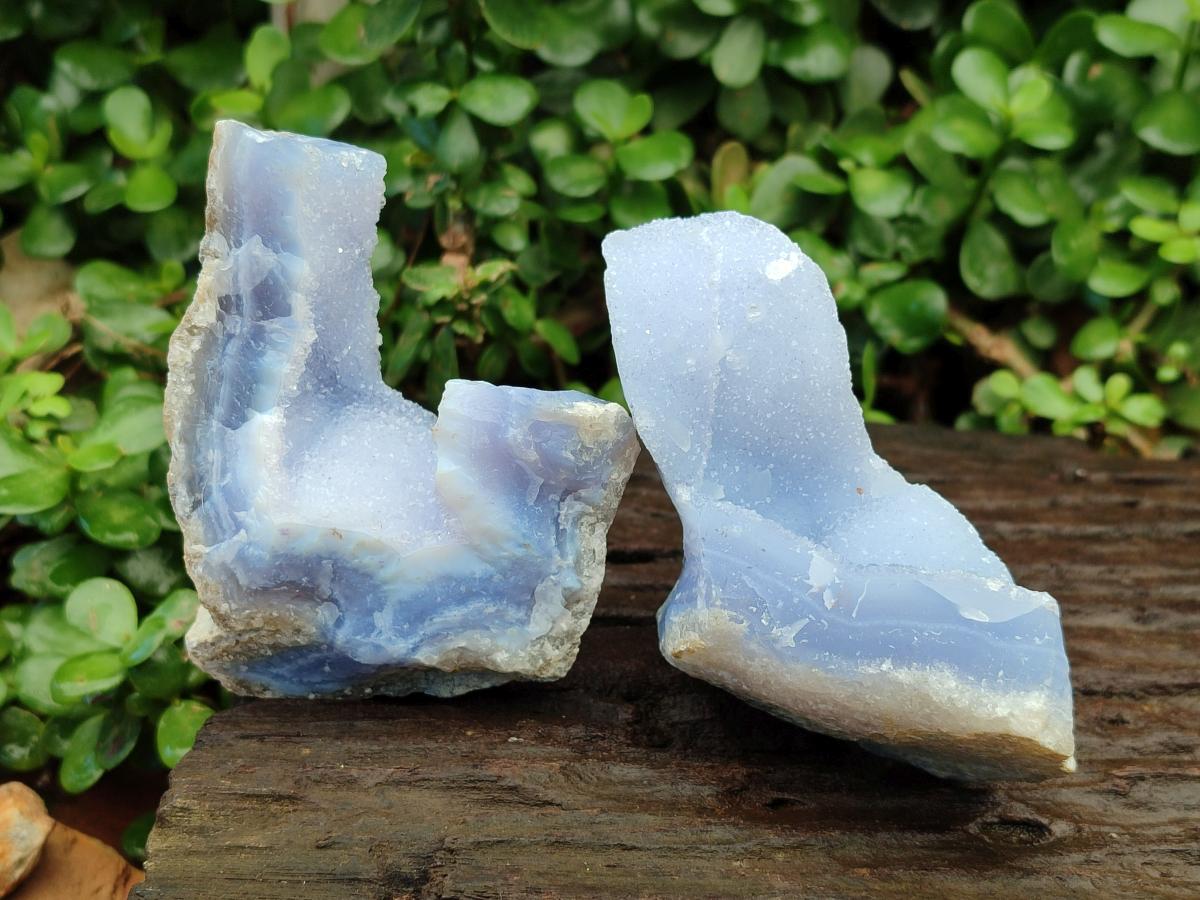 Natural Blue Lace Agate Geode Specimens x 6 From Nsanje, Malawi