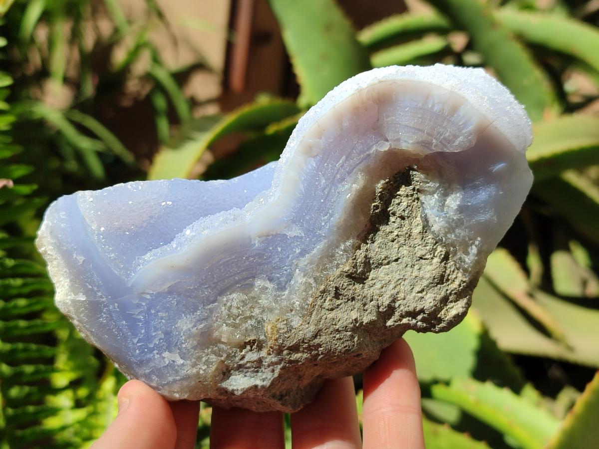 Natural Blue Lace Agate Geode Specimens x 6 From Nsanje, Malawi