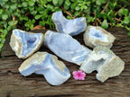 Natural Blue Lace Agate Geode Specimens x 6 From Nsanje, Malawi