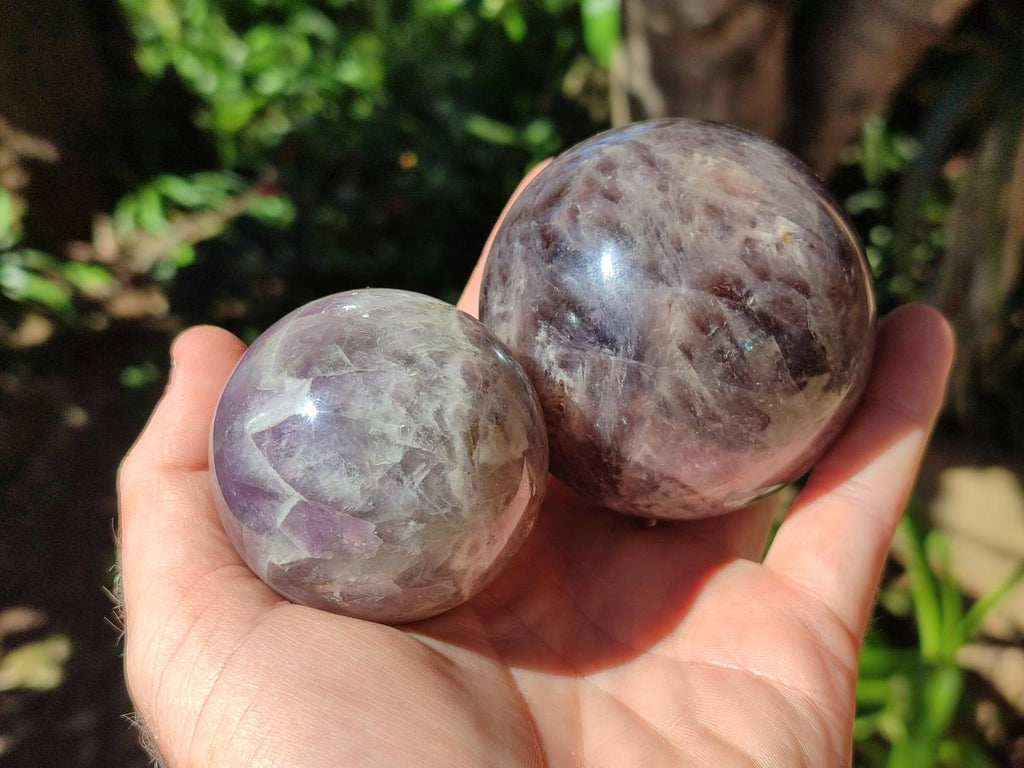 Polished Chevron Amethyst Spheres x 3 From Madagascar