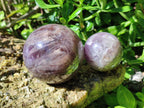 Polished Chevron Amethyst Spheres x 3 From Madagascar