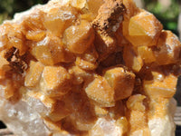 Natural Golden Limonite Quartz Clusters x 6 From Solwezi Zambia
