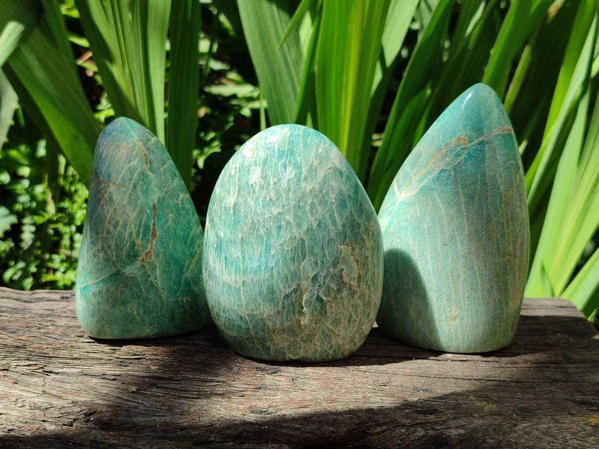 Polished Amazonite Standing Free Forms x 3 From Madagascar