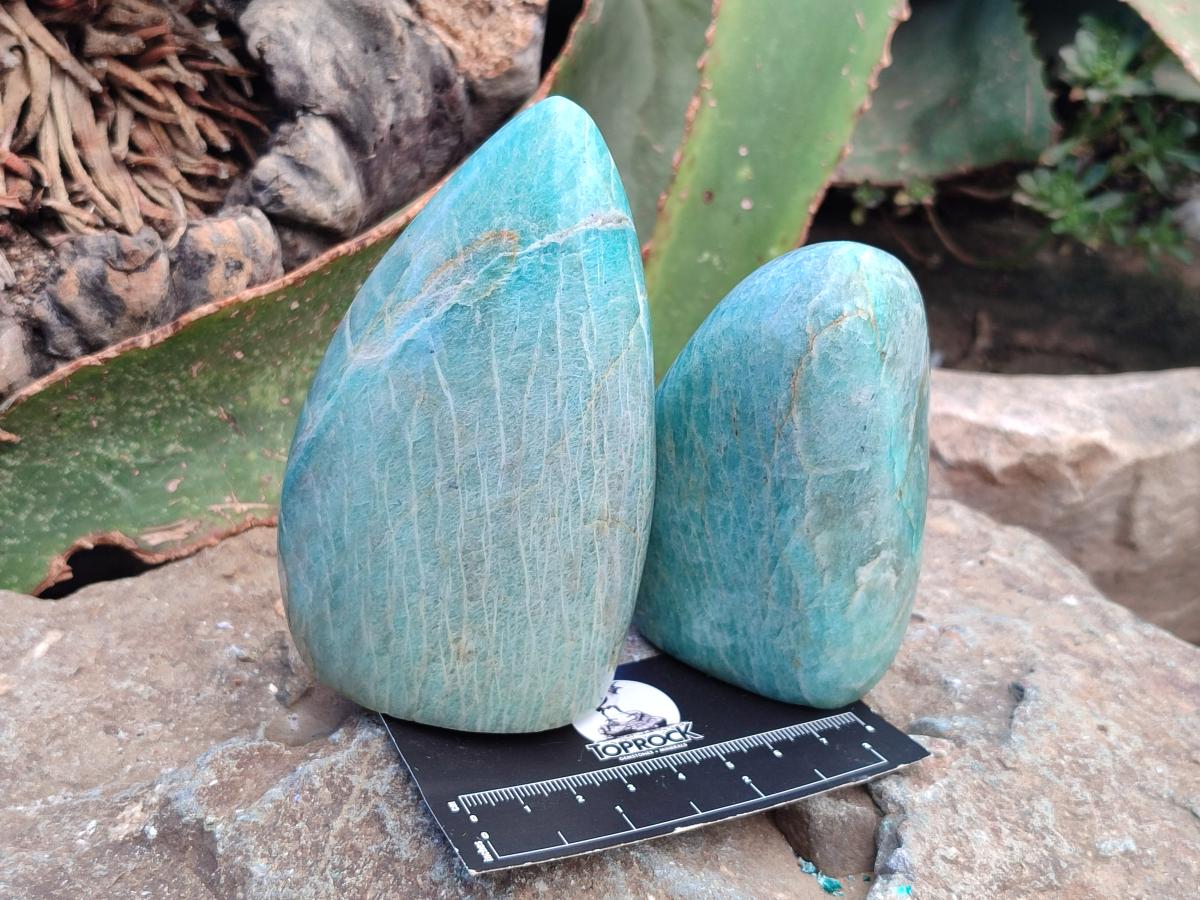 Polished Amazonite Standing Free Forms x 3 From Madagascar