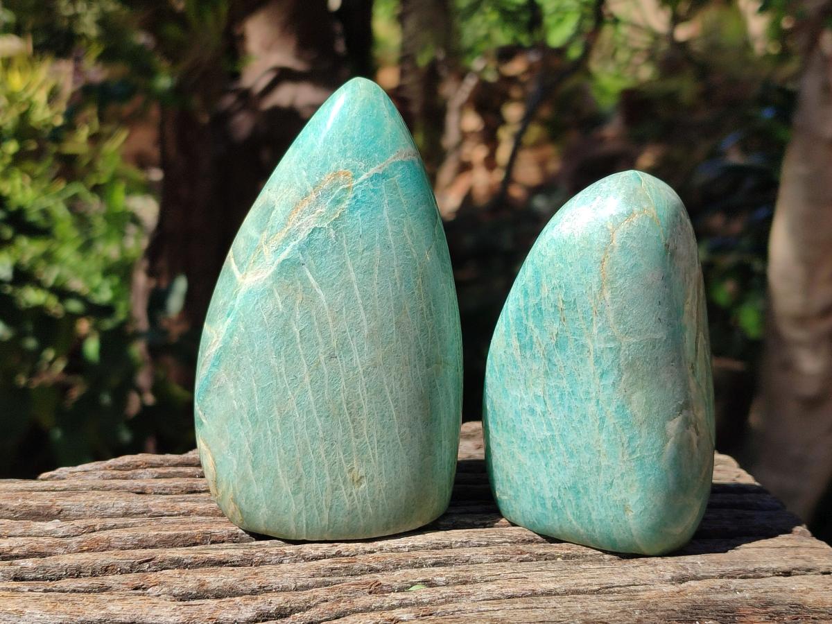 Polished Amazonite Standing Free Forms x 3 From Madagascar