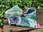 Polished On One Side Watermelon Fluorite Slices x 3 From Uis, Namibia