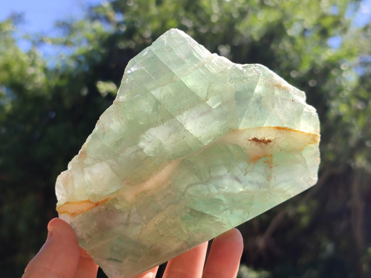 Polished On One Side Watermelon Fluorite Slices x 3 From Uis, Namibia