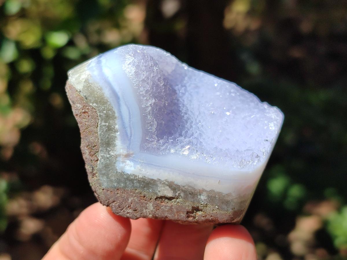 Polished On One Side Blue Lace Agate Geodes x 6 From Nsanje, Malawi