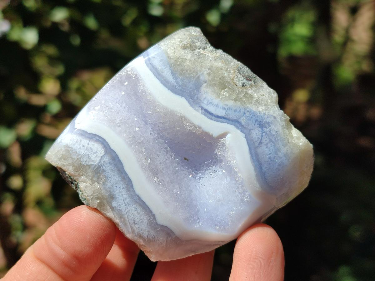 Polished On One Side Blue Lace Agate Geodes x 6 From Nsanje, Malawi