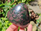 Polished Verdite With Ruby Corundum Standing Free Forms x 3 From Zimbabwe
