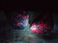 Polished Verdite With Ruby Corundum Standing Free Forms x 3 From Zimbabwe