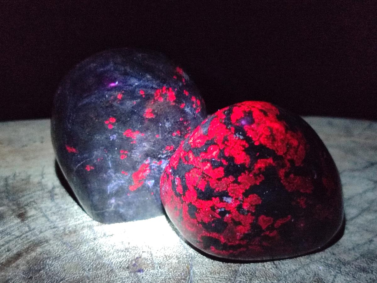 Polished Verdite With Ruby Corundum Standing Free Forms x 3 From Zimbabwe