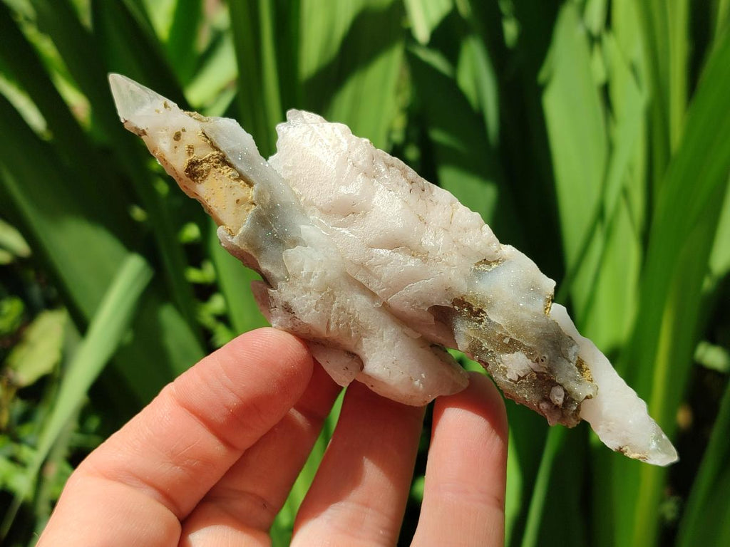Natural Drusy Quartz Coated Spearhead Calcite Specimens x 12 From Albert's Mountain, Lesotho